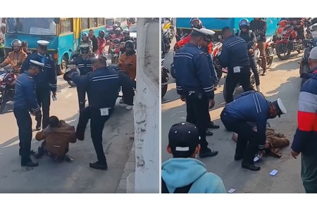 ट्राफिक प्रहरीले सर्वसाधारणलाई निर्घात कुटपिट