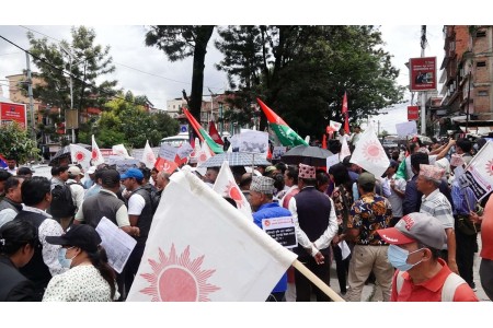 लम्पी स्किनलाई महामारी घोषणा गर्न माग गर्दै काठमाडौंमा एमालेको प्रर्दशन