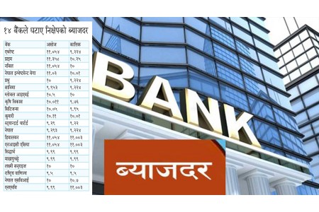 १४ वाणिज्य बैंकहरूले घटाए निक्षेपको ब्याजरदर