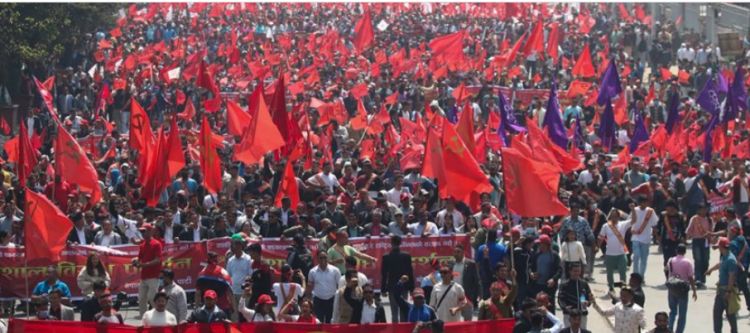 भृकुटीमण्डप पुग्नुअघि समाजवादी मोर्चाले निकाल्यो झाँकीसहित जुलुस