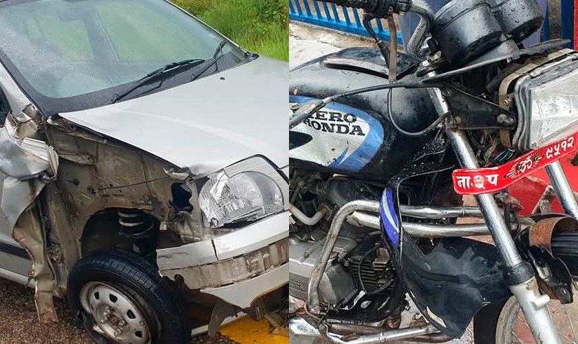 रौतहट चन्द्रपुरमा कार र मोटरसाइकल ठोक्किँदा बाबु छोरीको मृत्यु