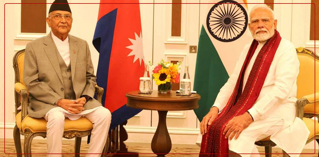 ​प्रधानमन्त्री केपी शर्मा ओली र भारतका प्रधानमन्त्री नरेन्द्र मोदीबीच भेटवार्ता