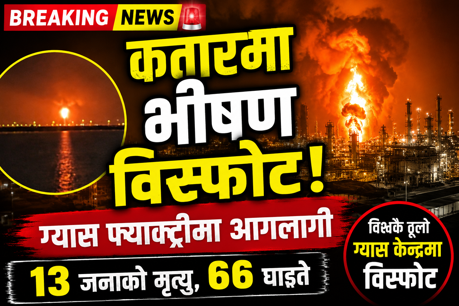 कतारको ठुलो ग्यास प्लान्टमा विस्फोट, १३ जनाको मृत्यु