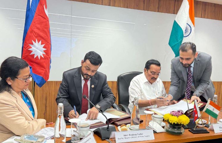खानेपानीमन्त्री र भारतिय जलशक्तिमन्त्री पाटीलद्धारा वासक्षेत्रको विकास सम्बन्धी समझदारीपत्रमा हस्ताक्षर