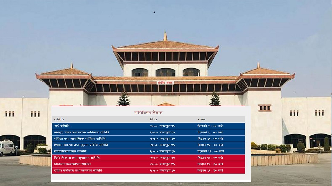 आज संघीय संसदका ८ समितिका बैठक एकैपटक बस्दै