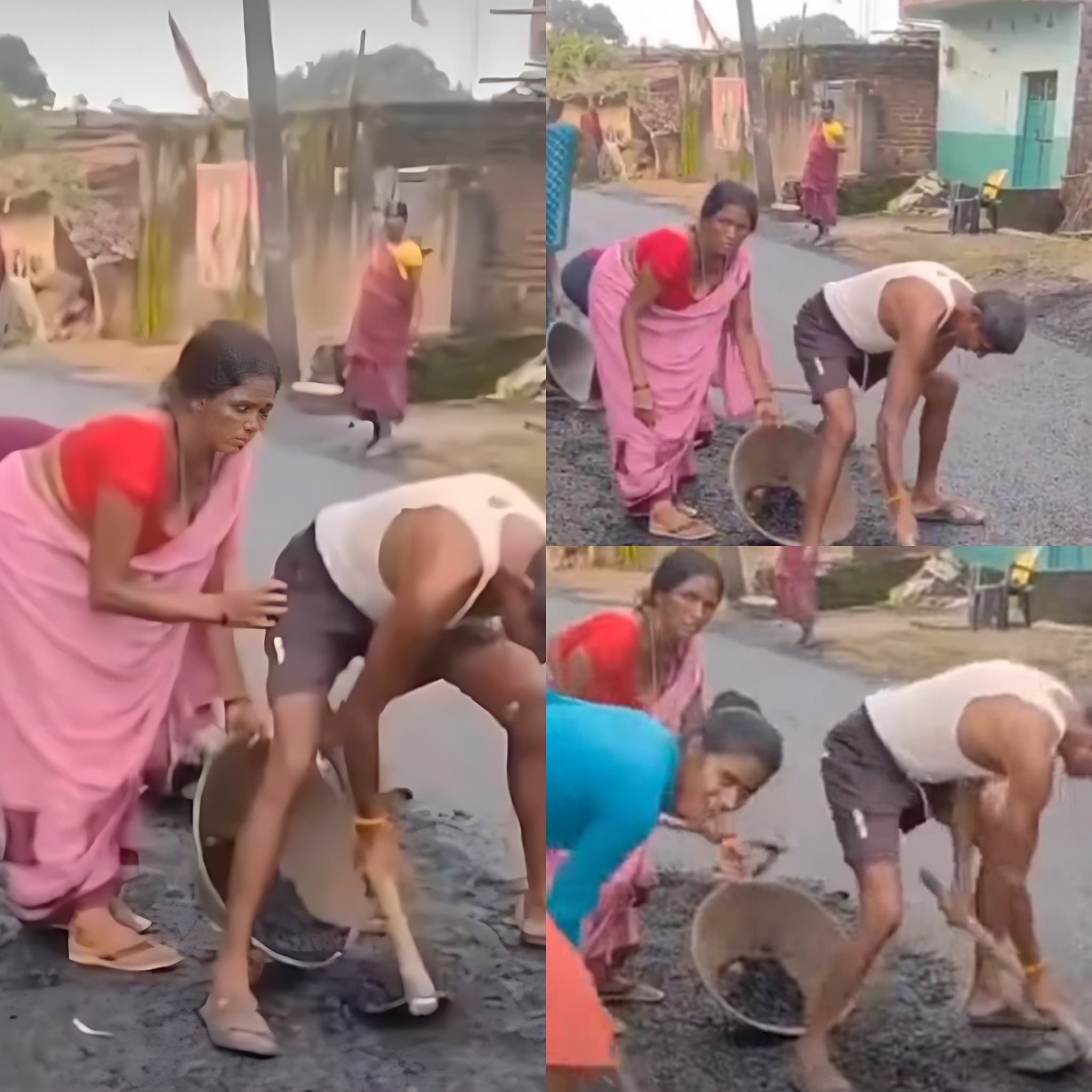 बिहारमा सडक निर्माण सामग्री चोरी: गाउँलेले कंक्रिट, बालुवा र गिट्टी उठाए